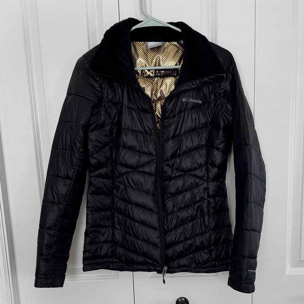 Columbia Women's Black Puffer Jacket with Gold Lining